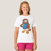 Owl met koffie-mok t-shirt (Voorkant volledig)
