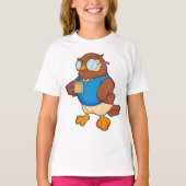 Owl met koffie-mok t-shirt (Voorkant)