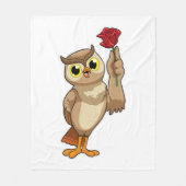 Owl met Roos Fleece Deken (Voorkant)