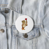 Owl met Roos Ronde Button 7,6 Cm (In situ)