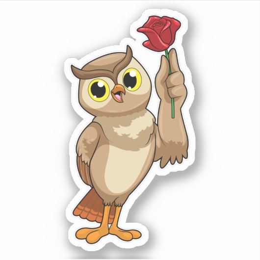 Owl met Roos Sticker (Voorkant)