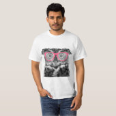 Owl met roze bril Cute Funny T-shirt (Voorkant volledig)