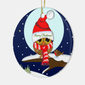 Owl met Santa hat & douanetekst Keramisch Ornament (Links)