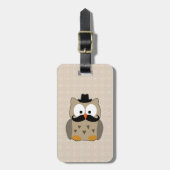Owl met snor en Pet Bagagelabel (Voorkant verticaal)