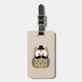 Owl met snor en Pet Bagagelabel