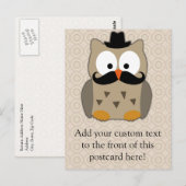 Owl met snor en Pet Briefkaart (Voorkant / Achterkant)