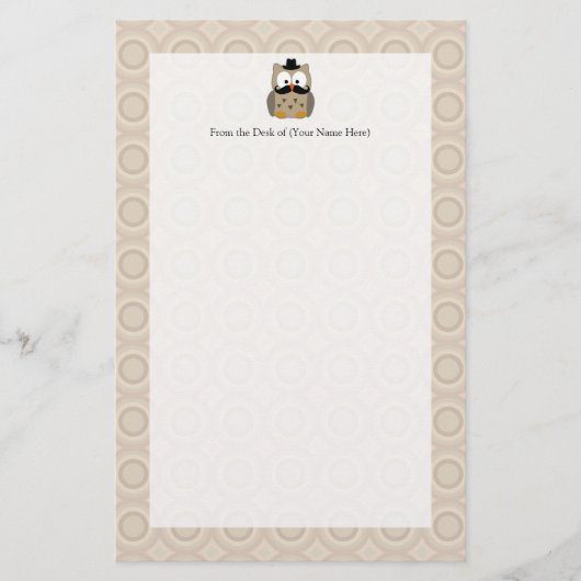 Owl met snor en Pet Briefpapier (Voorkant)