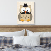 Owl met snor en Pet Canvas Afdruk (Insitu (Slaapkamer))