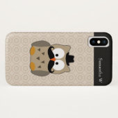 Owl met snor en Pet Case-Mate iPhone Case (Achterkant (horizontaal))