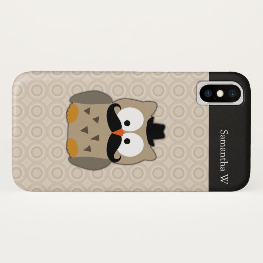 Owl met snor en Pet Case-Mate iPhone Case (Achterkant (horizontaal))