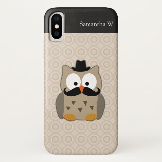 Owl met snor en Pet Case-Mate iPhone Case (Achterkant)