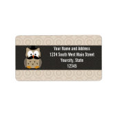 Owl met snor en Pet Etiket (Voorkant)