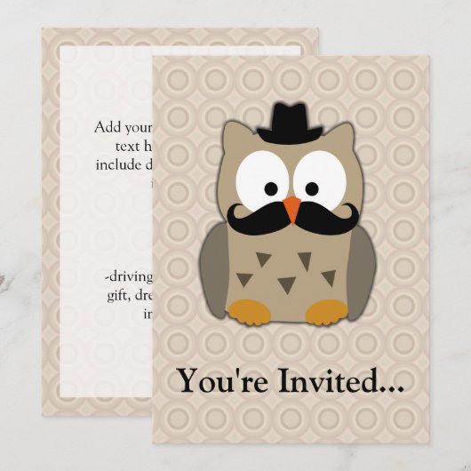 Owl met snor en Pet Kaart (Voorkant / Achterkant)
