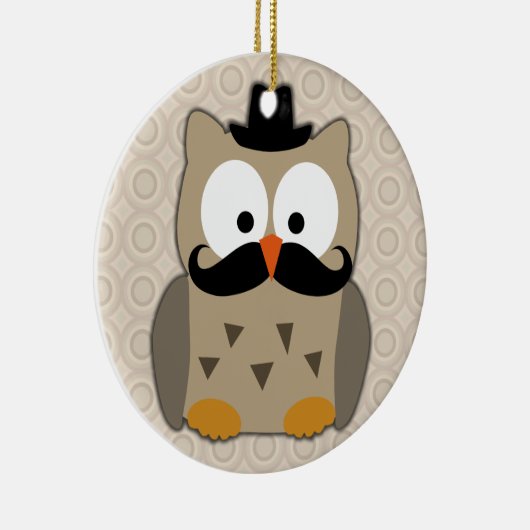 Owl met snor en Pet Keramisch Ornament (Rechts)