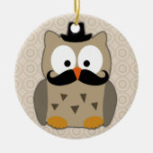 Owl met snor en Pet Keramisch Ornament (Voorkant)