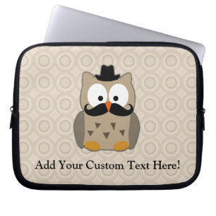 Owl met snor en Pet Laptop Sleeve