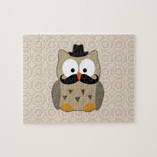Owl met snor en Pet Legpuzzel (Horizontaal)