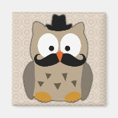 Owl met snor en Pet Magneet (Voorkant)