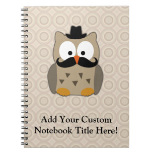 Owl met snor en Pet Notitieboek