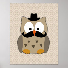 Owl met snor en Pet Poster
