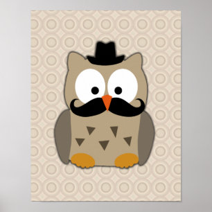 Owl met snor en Pet Poster