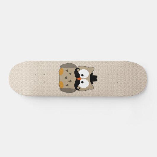 Owl met snor en Pet Skateboard (Horizontaal)