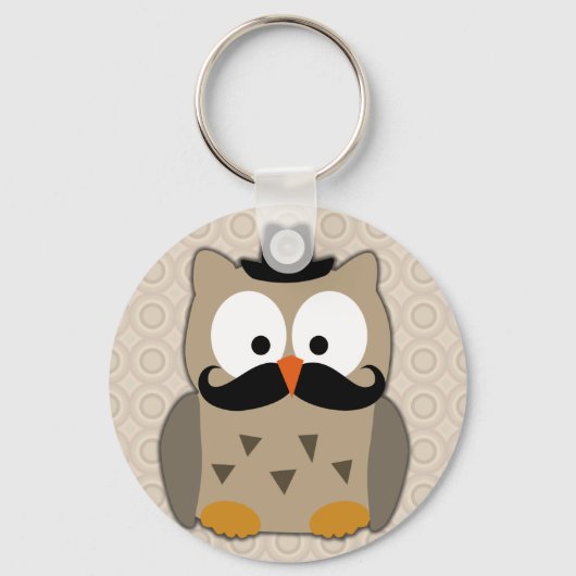 Owl met snor en Pet Sleutelhanger (Voorkant)