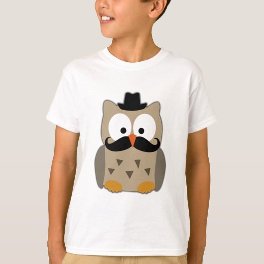 Owl met snor en Pet T-shirt (Voorkant)