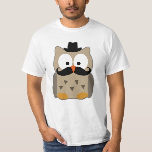 Owl met snor en Pet T-shirt (Voorkant)