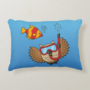 Owl met Snorkel Masker en Tropische Vis Accent Kussen
