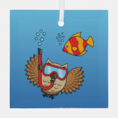 Owl met Snorkel Masker en Tropische Vis Glas Ornament (Achterkant)
