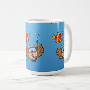 Owl met Snorkel Masker en Tropische Vis Koffiemok