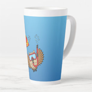 Owl met Snorkel Masker en Tropische Vis Latte Mok