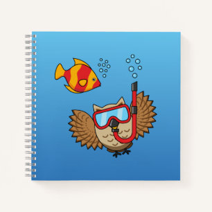 Owl met Snorkel Masker en Tropische Vis Notitieboek