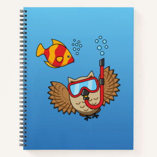 Owl met Snorkel Masker en Tropische Vis Notitieboek