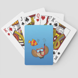 Owl met Snorkel Masker en Tropische Vis Pokerkaarten