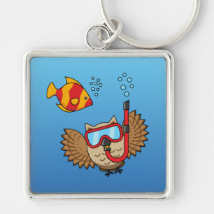 Owl met Snorkel Masker en Tropische Vis Sleutelhanger