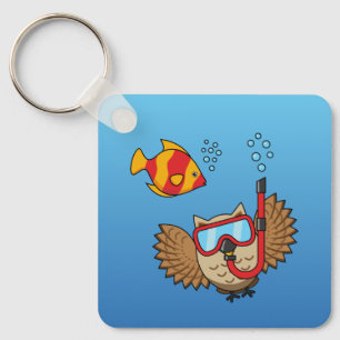 Owl met Snorkel Masker en Tropische Vis Sleutelhanger
