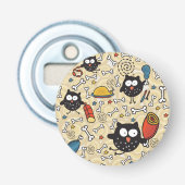 Owl met vleespatroon button flesopener (Voorkant)