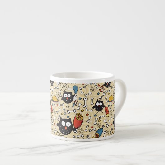 Owl met vleespatroon espresso kop (Voorkant rechts)