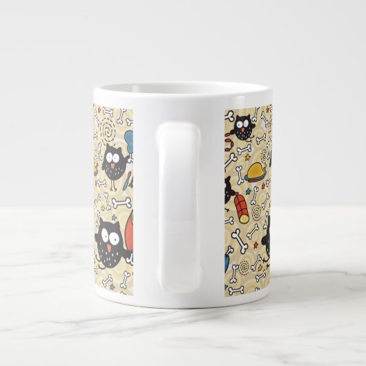 Owl met vleespatroon grote koffiekop (Achterkant)