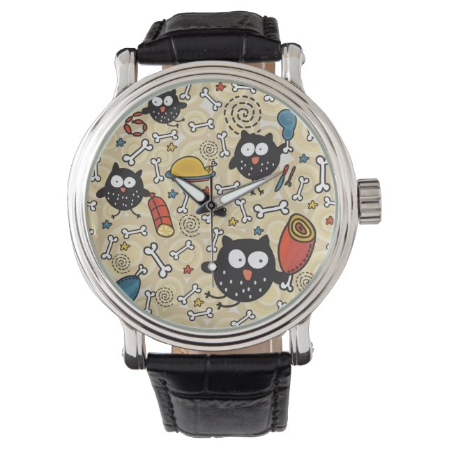 Owl met vleespatroon horloge (Voorkant)