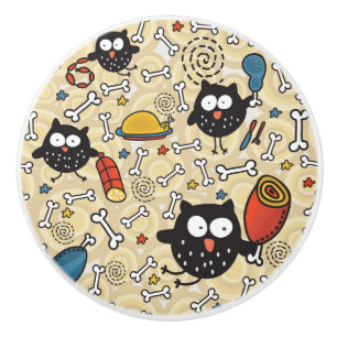 Owl met vleespatroon keramische knop