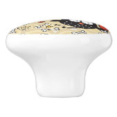 Owl met vleespatroon keramische knop (Zijkant)