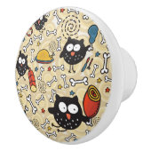 Owl met vleespatroon keramische knop (Rechts)