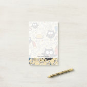 Owl met vleespatroon post-it® notes (Op bureau)