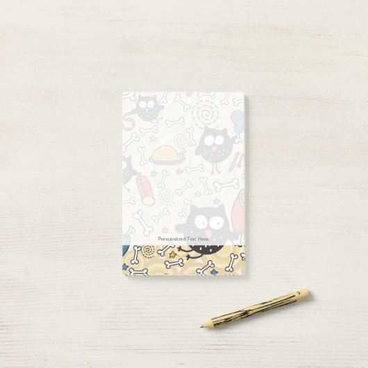 Owl met vleespatroon post-it® notes (Op bureau)