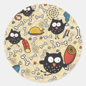 Owl met vleespatroon ronde sticker (Voorkant)
