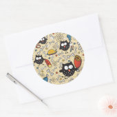 Owl met vleespatroon ronde sticker (Envelop)