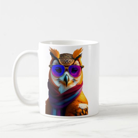 Owl met zonnebrillen koffie-mok koffiemok (Links)